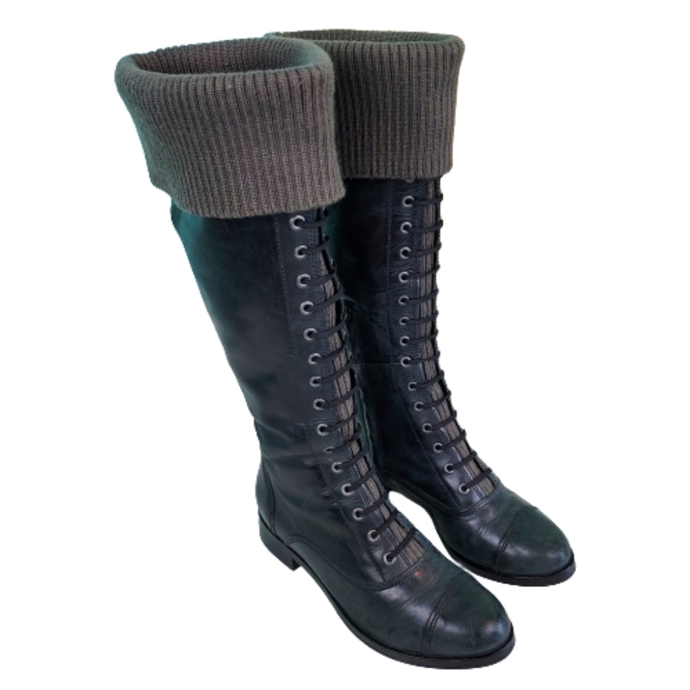Cole Haan leather riding boots, women's size 7B, black